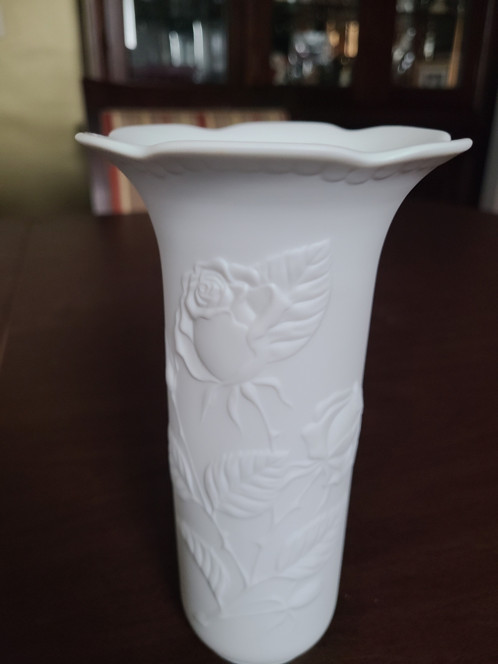 White Rose Relief Porcelain Vase